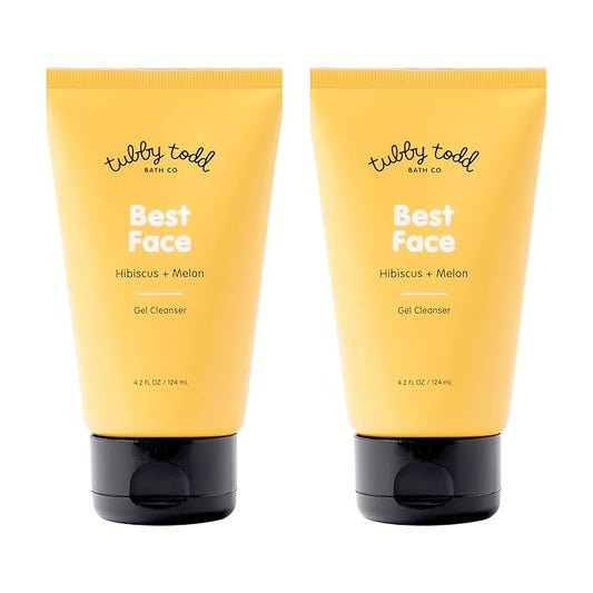 TUBBY TODD Best Kids Face Wash 2pk – Gel-to-Foam Facial Cleanser – Clarifies & Brightens – With Willow Bark & Hibiscus Enzyme – Natural Ingredients – Oil-Free Skincare For Kids – 4 fl oz