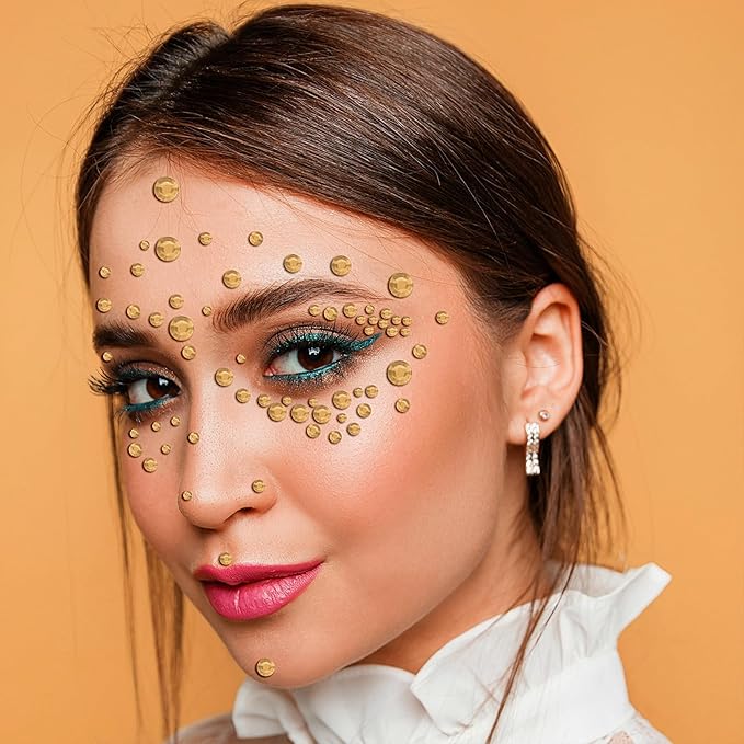 Face Gems Eye Jewels Rhinestones Gems Crystals Temporary Tattoo Stickers Jewels for Crafts 3/4/5/6/8MM Champagne Gems Jewels Eyes Stickers Makeup Self Adhesive for Hair Face Crafts 3555 PCS
