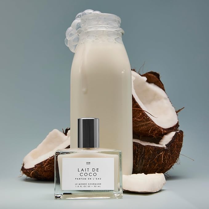 Le Monde Gourmand Lait de Coco Eau de Parfum Spray Perfume for Women, Creamy Coconut Scent with Bergamot & Vanilla Praline, Vegan & Cruelty Free, 1 fl oz (30 ml)