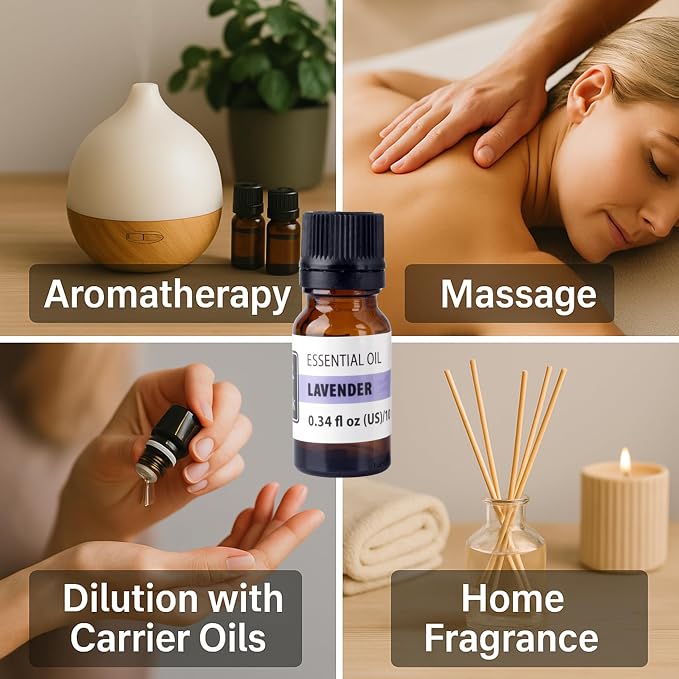 Lavender Essential Oil – Fresh Floral Aroma Oil for Diffusers, Aromatherapy & Home Fragrance – Classic Lavender Scent – 0.34 fl oz (10 ml)