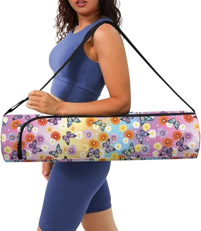 Yoga Mat Bag with Adjustable Shoulder Strap and Handle Zipper, 30in Wide x 6.3in Diameter for Yoga Mat Storage