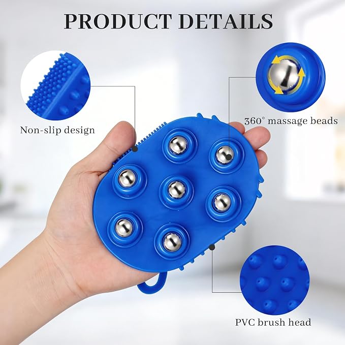2 Set Manual Massage Gloves with Head Massagers | Lymphatic Roller Ball Massagers,Scalp massagers,Gua Sha SPA Muscle Release,For Head Face Neck Back Legs Full Body