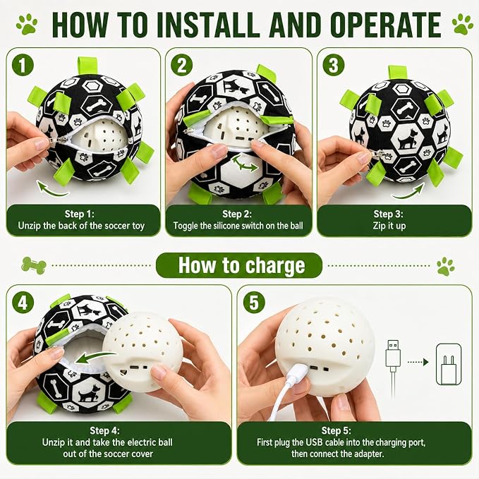 Smart Interactive Dog Toy Ball, Durable Automatic Dog Ball