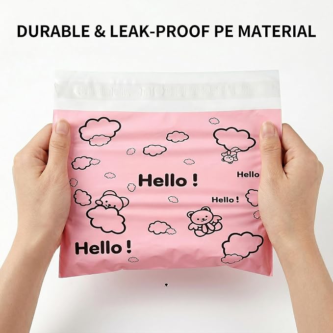 [110 Count] Bynibiny Pink Feminine Hygiene Disposal Bags for Pads & Tampons | PE Self-Sealing Sanitary Napkin Bags with Adhesive Strip, 29x17cm, Teddy Bear Print, Discreet for Bathroom, Travel, Office