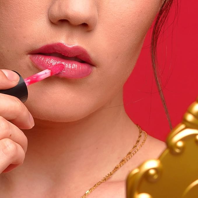 Palladio Hydrating Lip Oil Infused with Hyaluronic Acid, Non-Sticky Formula, Subtle shine with tinted sheer color, liquid lipstick, locks in moisture to prevent chapped lips 0.13 Oz. (BLING)