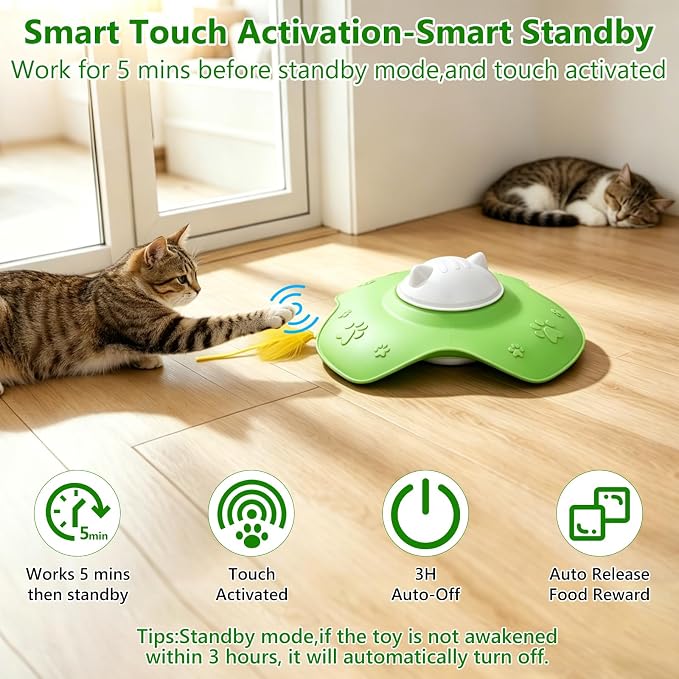 Hide and Seek Cat Toy,Rechargeable Whack-a-Mole Automatic Treat Reward,Interactive Cat Toy for Indoor Cats, Motion Touch Activated Electronic Cat Toys,Silicone Cat Play Mat for Bored Adult Kittens