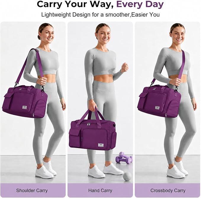 FIORETTO Women's Gym Duffle Bag with Shoes Compartment, 30L Capacity, Ideal for Travel, Gym, Sports, Duffel, Weekender