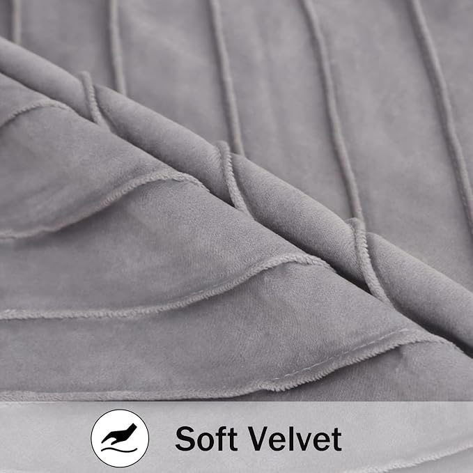 Velvet Throw Pillow Covers 22x22 inch Pack of 2 Gold Decor Gray | Soft Solid Pillow Covers,Modern Luxury Home Decor,for Couch Chair Sofa Bedroom Livingroom,Hidden Zipper,Ideal Gift,Easy Care