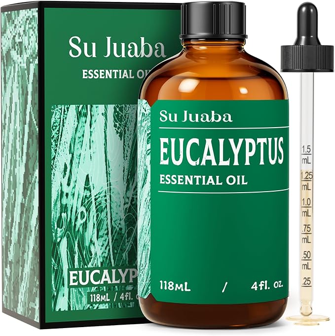 SU JUABA Eucalyptus Essential Oil 4 Fl Oz, for Hair Care, Diffuser, Skin Care, Shower, Aromatherapy - 118ML