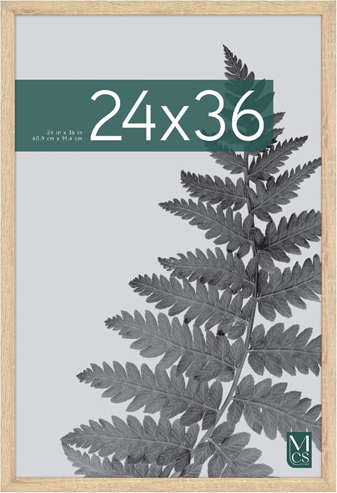MCS Studio Gallery 24x36 Poster Frame Natural Woodgrain Engineered Wood, Vertical & Horizontal Wall Hanging Large Picture Frame for Photos, Posters & Art Prints (1-Pack)