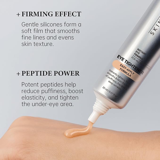 Instant Under Eye Tightener, Instant Firming Temporary Eye Tightener with Brush, Perfection Cream for Fine Lines, Wrinkles & Puffiness, Easy-Wear Formula for All Skin Types 2 Pack