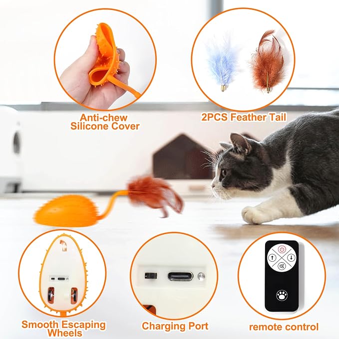 Silicone Interactive Dog Toys, Mouse Moving Dog Toy with Automatic Sensor