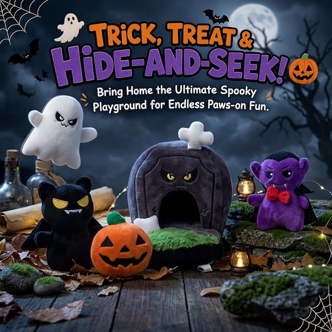 Hollypet Squeaky Hide and Seek Dog Toys for Small and Medium Dogs, Grave