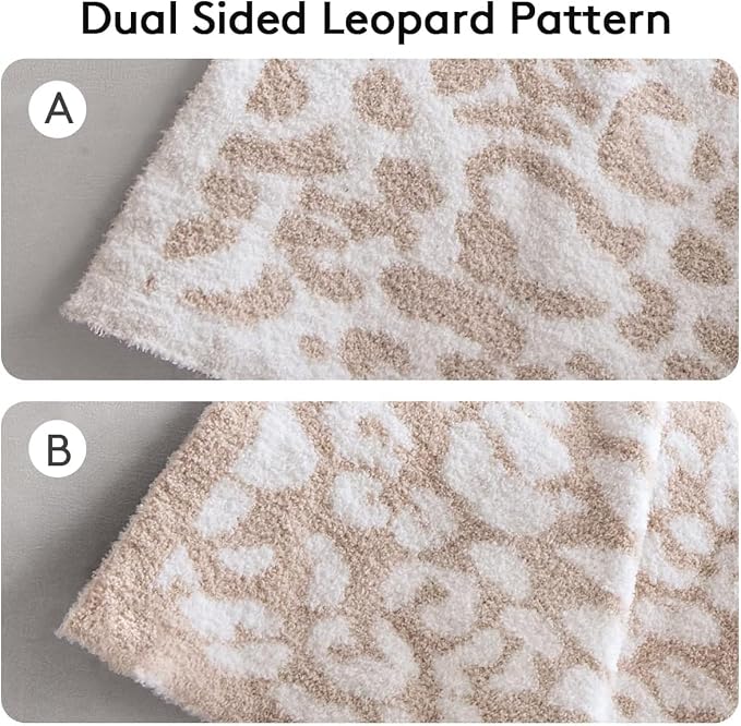 MH MYLUNE HOME Ultra Soft Leopard Throw Blanket Plush, Khaki, 50"x60" | Reversible Cheetah Print Blanket, Comfy Fluffy Fuzzy Plush Blanket Throws for Couch Bed, Cozy Blankets for Women Gift