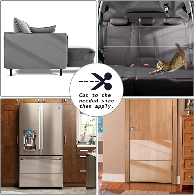 Anti Cat Scratch Furniture Protector (17.3" x 118") Single Sided | Thicken Vinyl Transparent Cat Anti Scratch Tape Flexible Couch Protector from Cat Claw Sticky Paws for Sofa, Door, Wall, Bed