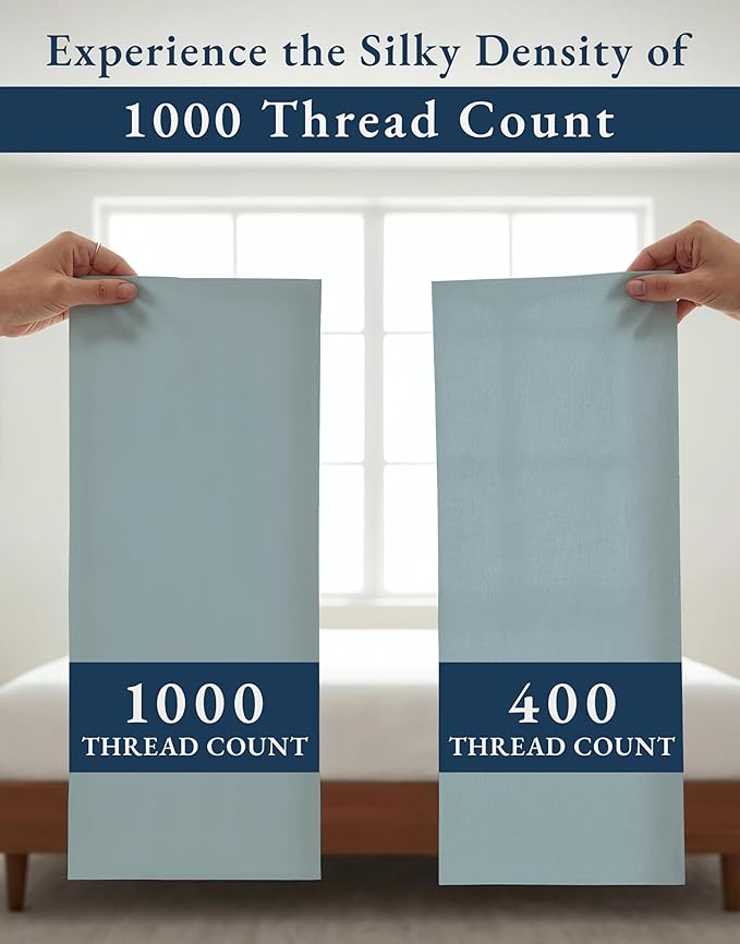 LANE LINEN 100% Egyptian Twin XL Sheets Set - 1000 Thread Count, Soft & Comfy Thick Fully Elasticized Mercerized Cotton Twin Extra Long Sheet Set, No Pill Fade Resistant Elegant Sheets - French Blue