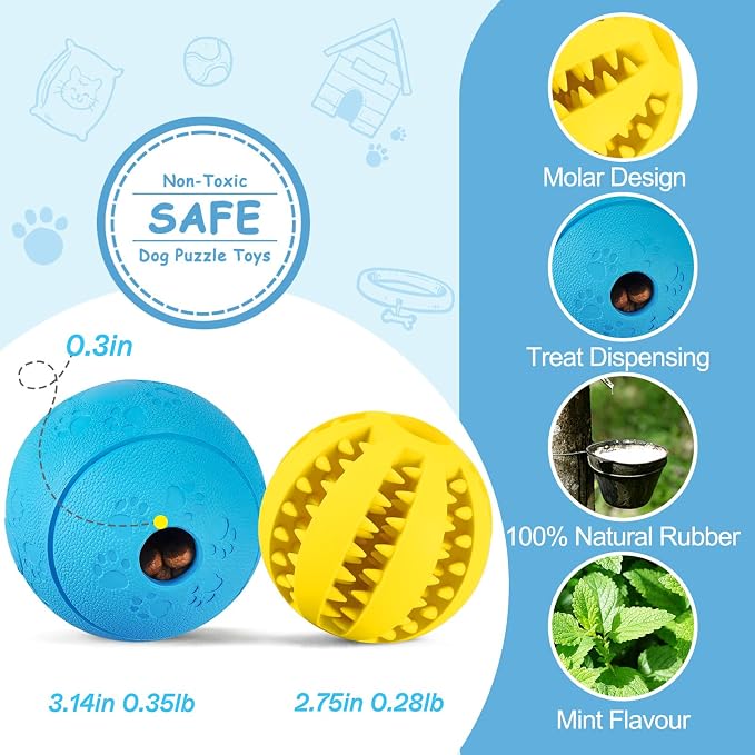 HIPPIH Dog Puzzle Toy 2 Pack, Interactive Dog Toys for Treat Dispensing