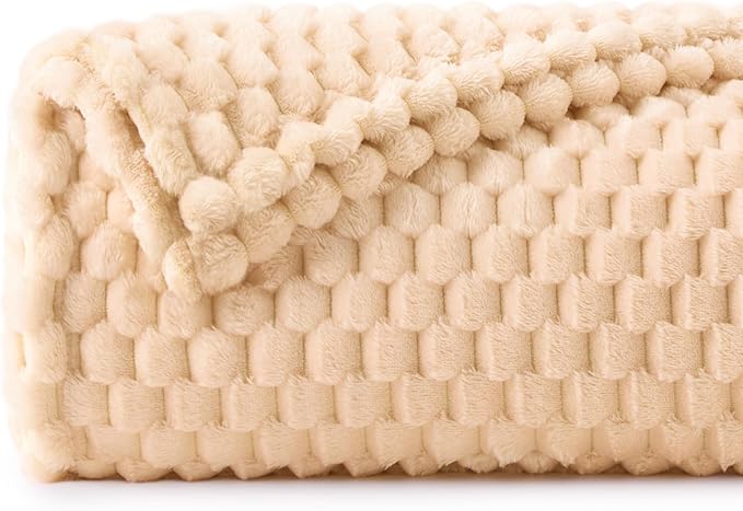 BEDELITE Blush Sand Twin Blanket for Couch, Soft Cozy Gift for Women, 60*80 | 3D Jacquard Decorative Fleece Blanket, Super Soft Plush Throws, Cute Birthday Gift for Women & Men, Suitable for All Seasons