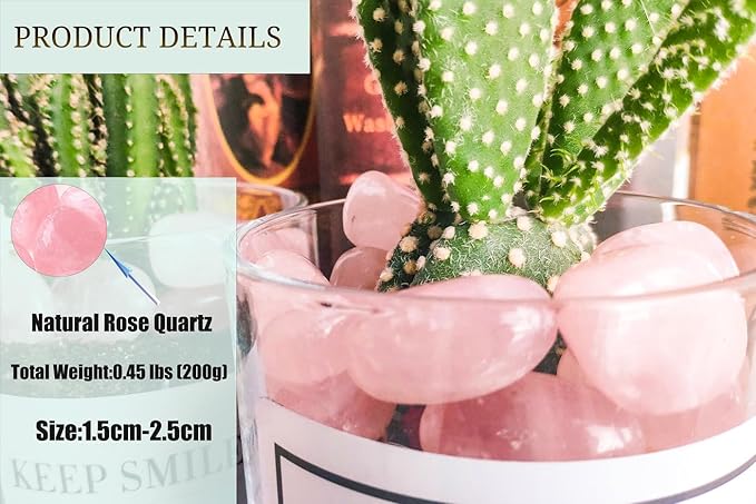 DUQGUHO Rose Quartz Healing Crystals Stones Set Natural Bulk Crystals Tumbled Polished Irregular Crystal Stones Bulk Rocks 0.45 lbs