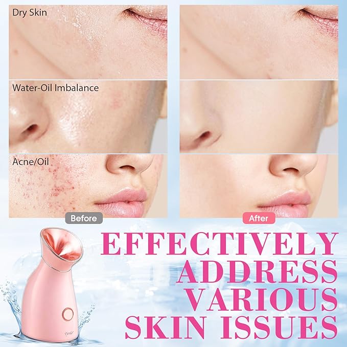 Pjordo Facial Steamer Spa Kit, 12 Skin Care Tools & 5 Jelly Mask Powder, Nano Ionic Steamer for Facial Deep Cleaning Unclog Pores Sinuses, Warm Mist Humidifier for Home SPA, Valentines Gifts for Women