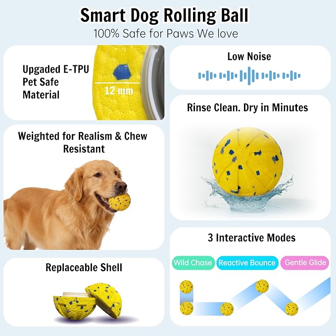Self-Moving Rolling Dog Ball, Interactive Toy, Rechargeable