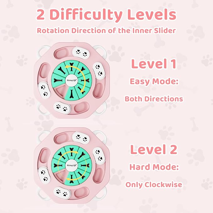 Dog Puzzle Toy for Smart Dogs, Interactive Dog Enrichment Toys,Level2(Pink)