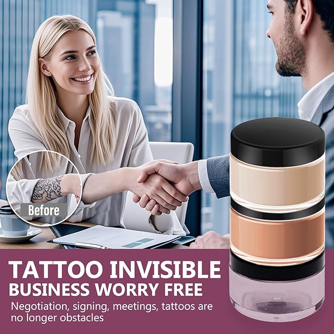 Tattoo Cover Up Makeup Waterproof, 2 Colors Tattoo Concealer, Invisible Tattoo Cover Up, Suitable for Tattoos Scars and Spots, for All Skin Types