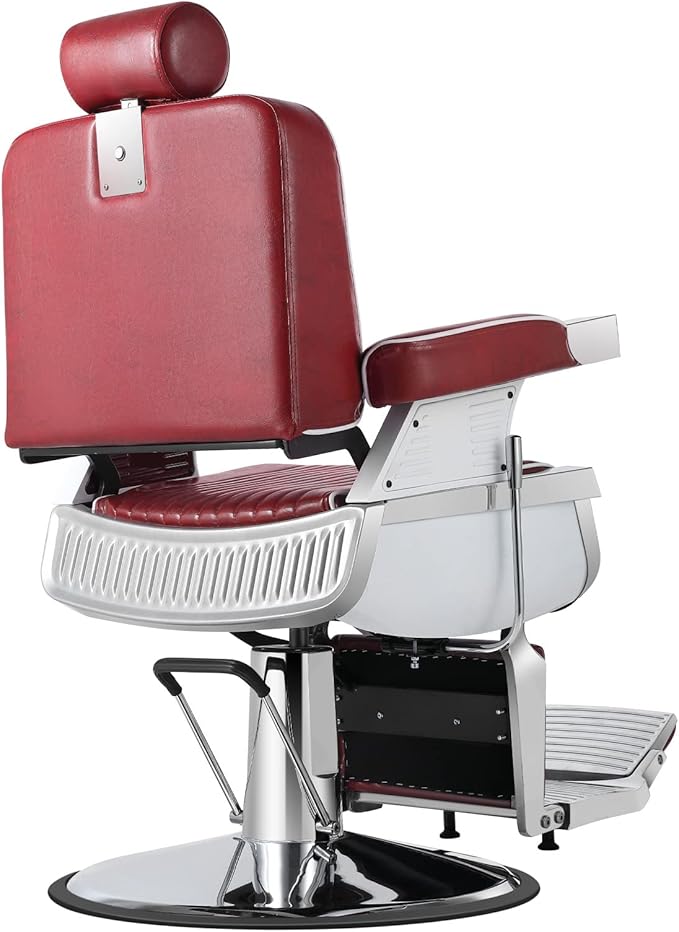 Artist hand Heavy Duty Hydraulic Recline Barber Chair Salon Chair Barber Chairs for Hair Stylist Tattoo Chair Barber Salon Equipment (Red)