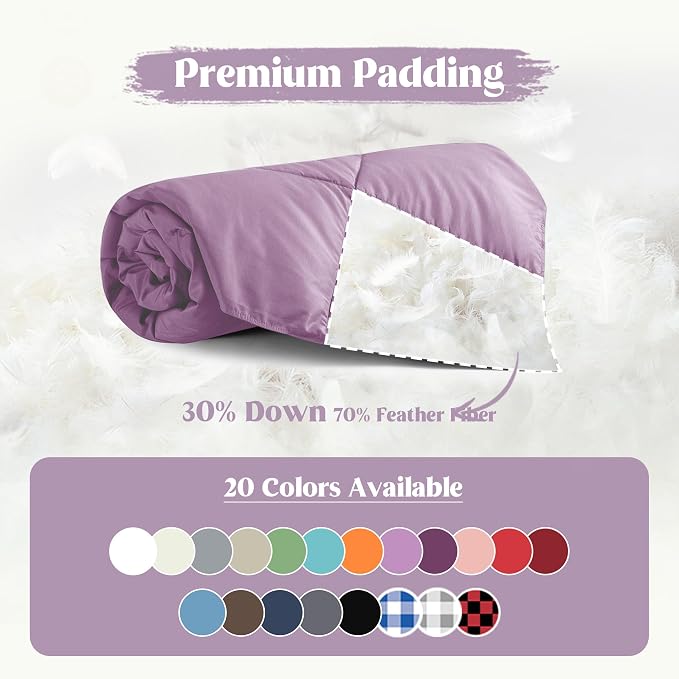puredown® Soft Feather Down Throw Blanket Lightweight Packable Couch Throw for Indoor and Outdoor Use, Throw 50"X70",Lavender