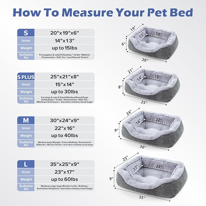 Dog Bed for Small Dogs - Washable, Orthopedic, Calming & Warming - Durable Pet Bed with Anti-Slip Bottom (25"x21"x8")