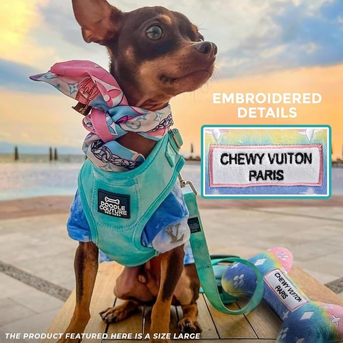 Haute Diggity Dog Chewy Vuiton Bones Plush Dog Toy Set, Designer Parody Toy