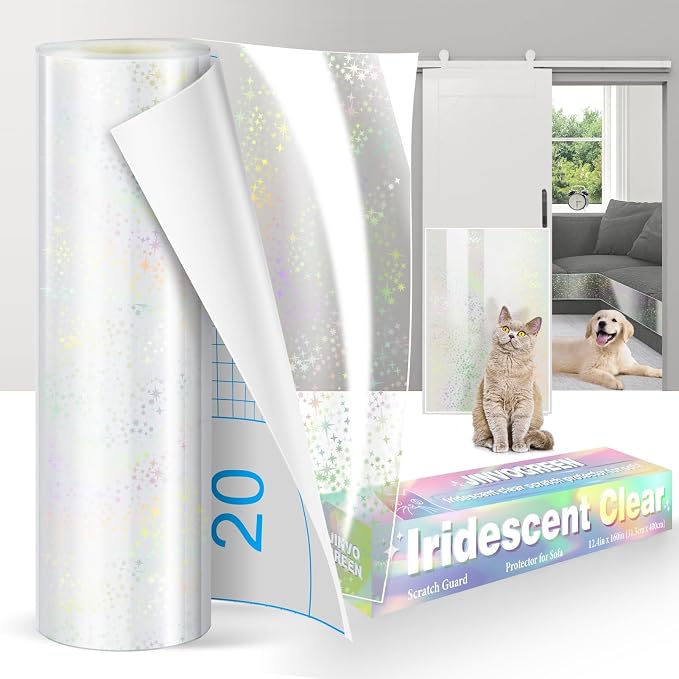 JINVOGREEN Iridescent Cat Scratch Furniture Protector, 160 x 12.4 in | Thickened Self-Adhesive Protector Designed to Help Shield Couches and Other Furniture from Cat Scratching