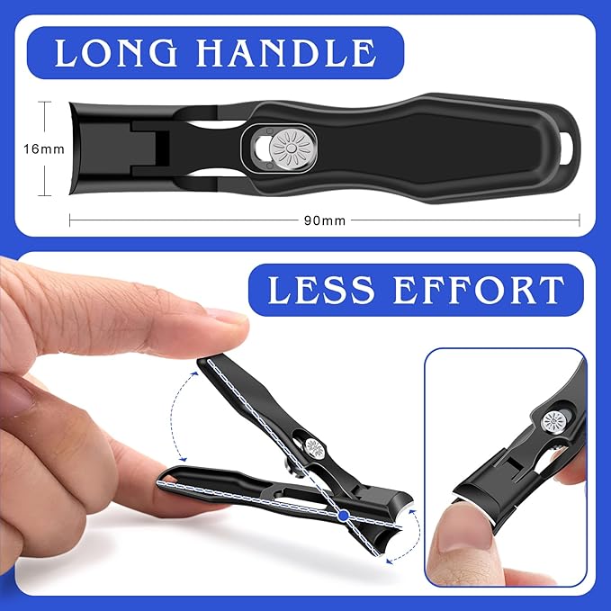 German Nail Clippers for Men with Catcher, Heavy Duty Toe Nail Clippers for Thick Nails Seniors, Portable Ultra Sharp Fingernail Clippers with Wide Mouth, Anti Splash Stainless Steel Nail Cutters