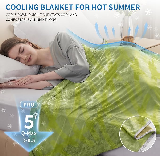 Guohaoi Cooling Blanket for Hot Sleepers and Night Sweats 50"x70" Twin Size | Arc-Chill Q-Max >0.5 Cool Fiber,100% Oeko-Tex Certified Lightweight Summer Blanket for Travel/Outdoor Ultra Cold Breathable