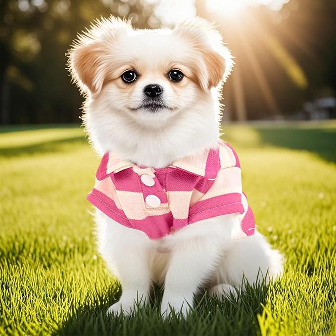 Pistha Dog Shirt Polo Shirt Striped Puppy Clothes for Boy Girl Pets | Dog Shirt Dog Clothes Pet Clothes with Summer Button Up for Small Medium Dogs Cats