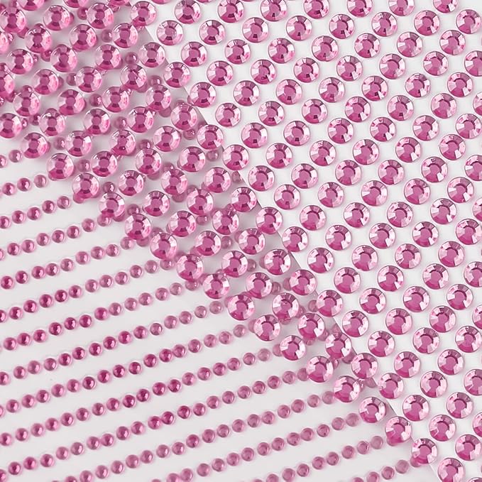 3090PCS Face Gems Eye Jewels Rhinestones Crystals Stickers 3/4/5/6mm with Light Pink Rhinestones Stickers for Body, Stick on Jewels Makeup Glue for Face Eye Hair Nails Make up and Craft Decor