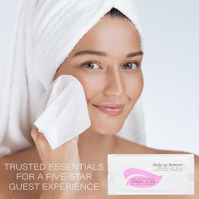 Fresh Aloe Makeup Remover Wipe for Hotel, AirBnB, VRBO, Vacation Rental (Case of 300)