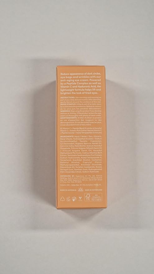 Sand & Sky Vitamin C Eye Cream Under Eye Patches Dark Circles Treatment - Peptides Hyaluronic Acid Eye Cream Anti Aging Under Eye Brightener, Eye Cream for Puffiness and Bags