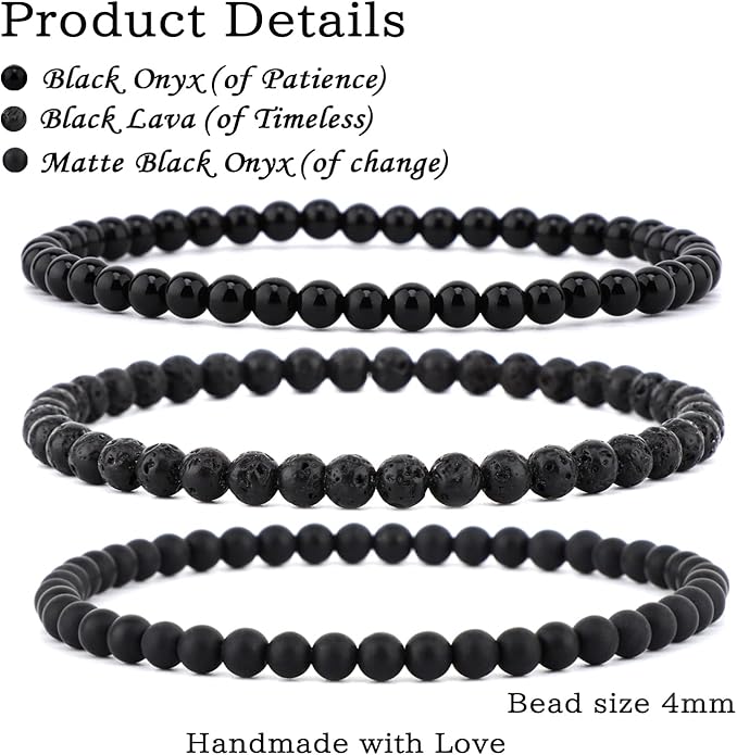 NCB 2.3-Piece 4mm Natural Crystal Gemstone Stretch Bracelets – Handmade Reiki Energy Healing Jewelry for Meditation,Yoga, Unisex