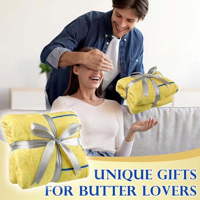 Funny Butter Gifts Blanket 50'' x 60'' Throw Blanket Salted Butter | Foodie Baking Funny Meme Gifts for Women Men Plush Warm Room Decor for Sofa Couch Bed Bedroom