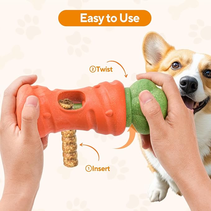 LIFLIX Cute Carrot Bully Stick Holder, Heavy Duty Dog Chew Holder for Large Breeds, Safety Device to Prevent Choking
