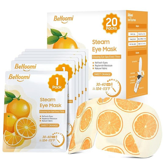 20 Packs Steam Eye Mask, Heated Eye Mask Warm Compress for Eyes, Disposable Self Heating Steam Mask for Home, Sleep, Spa, Travel Essentials & Relaxation Gifts for Women (Sweet Orange)