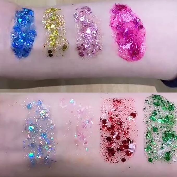 Blue Face Glitter Gel,4th of July Accessories, Independent Day Body Glitter Gel,Fourth of July Outfits for Women,Sparkling Hair Chunky Glitter Music Festival Rave Sequins,50ML