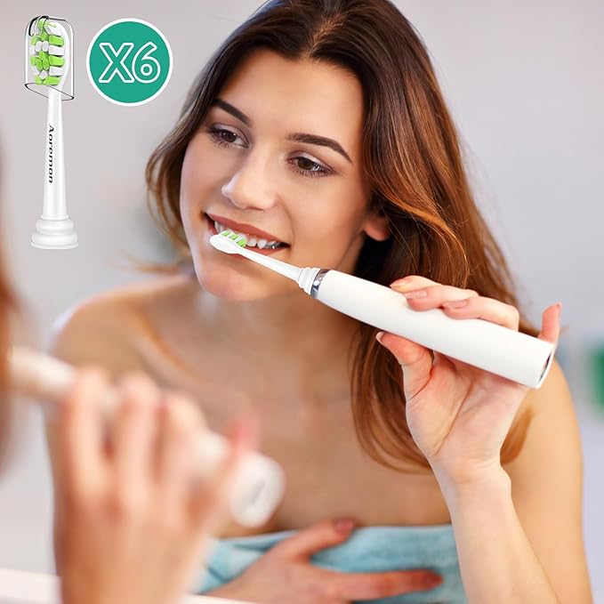 Aoremon Toothbrush Replacement Heads for Philips Sonicare DiamondClean Series 2/3 EasyClean ProtectiveClean FlexCare HwalthyWhite, 4100/5100/6100, C1/C2/G2/G3-6 Pack, White