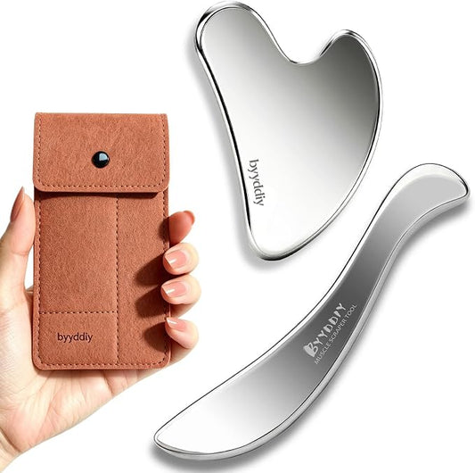 BYYDDIY Stainless Steel Gua Sha Facial Tools, Metal Gua Sha for Face,Tighten Skin Massage, Guasha Beauty Tool for Body Eyes (W.F-s.S)