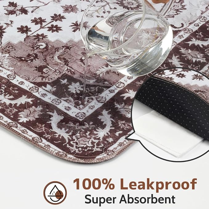 Washable Pee Pads for Dogs, 2 Pack Reusable Puppy Training Pads 60"x48" Super Absorbent Waterproof Dog Training Pads, Non-Slip Potty Pads, Whelping Pads Litter Mat Light Brown Medallion