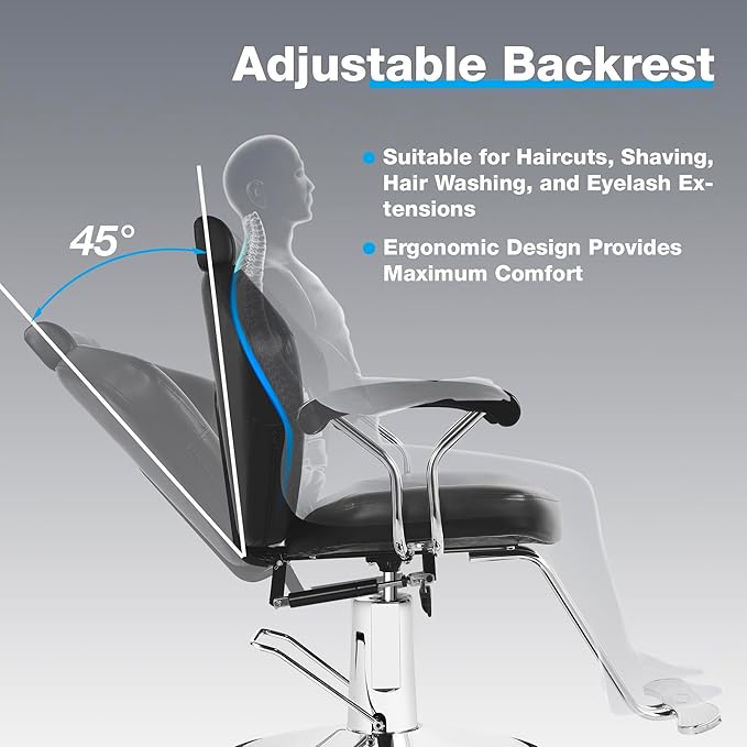 Barber Chair with Heavy Duty Hydraulic Pump, All Purpose 360 Swivel Reclining Salon Styling Chair, Durable Steel Frame Spa Beauty Equipment for Professional Barbershop Hair Stylists & Home Use
