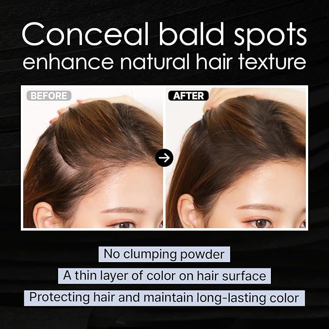 LALACHUU Hairline Powder Waterproof Concealing Hair Loss Instantly Root Touch Up for Women & Men Sweatproof Stain Proof for 120 Hours 0.32 Ounce, Natural Black