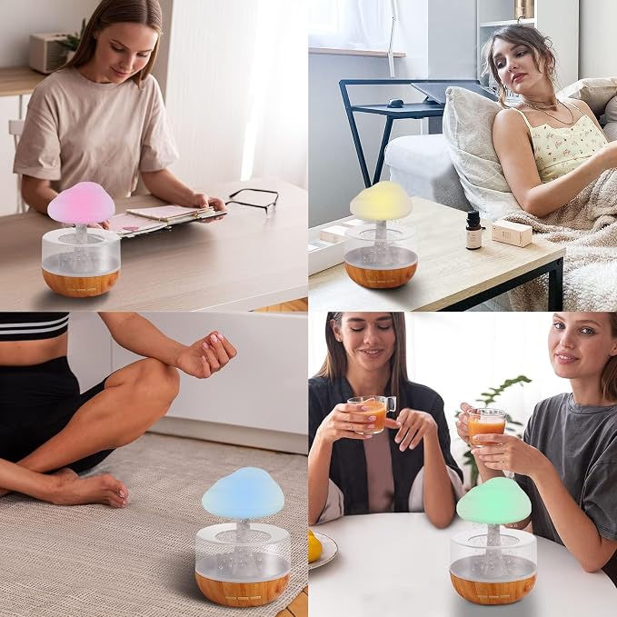 Aromatherapy Diffuser for Home and Office, Weljoy Rain Cloud Humidifier, Essential Oil Diffuser,Multiple Room Use, Mushroom Design | Aromatherapy Essential Oil, Micro Humidifier, Desk Fountain, Water Drop Sound