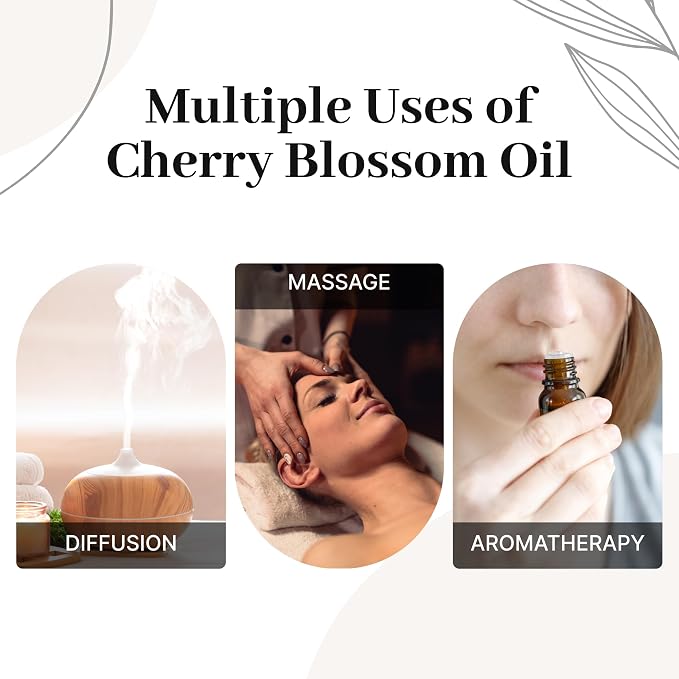 Cherry Blossom Essential Oil – Premium 100% Pure Essential Oils, Natural & Organic Extract for Aromatherapy, Relaxation & Skin Care – Authentic Cherry Blossom Oil with Captivating Floral Aroma, 10ml